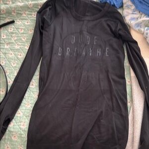 Black 'Dude Breathe' Long Sleeve Shirt